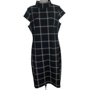 H&M Black and white Crepe midi dress